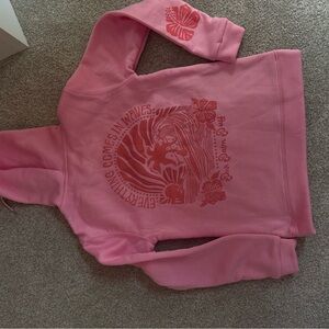 Pink Palm Puff Look-Alike Hoodie with Graphic Design